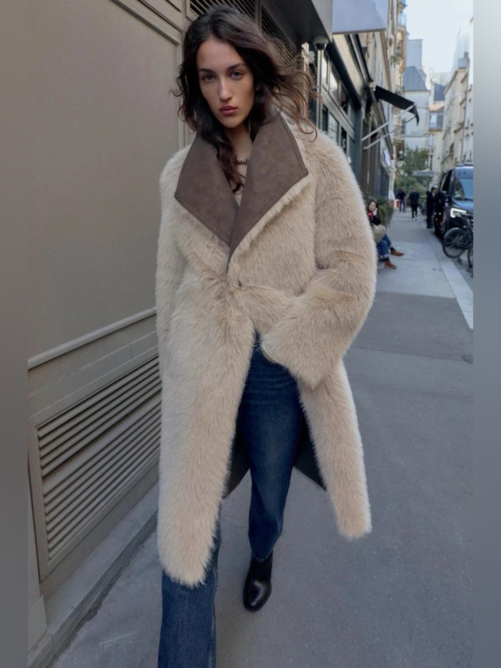 ZARA ~ Reversible Double Faced Faux Fur Coat - Picture 6 of 15
